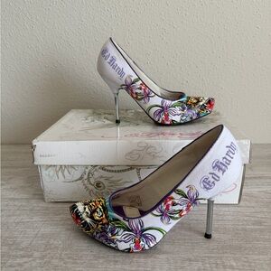 Ed Hardy Madrid 200 White Heels Women’s Size 5 Style 10SMD201W